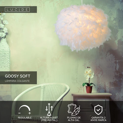 Lucide GOOSY SOFT - Lámpara colgante - Ø 50 cm - 1xE27 - Blanco - USP